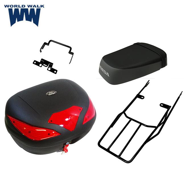 バイク用品・キャンプ 用品 正規品販売のアイネット / ワールドウォーク CT125 ハンターカブ用タンデムシート+キャリアボックスセット 43L  wca-56-hwb43-ts-2 延長キャリア オーバーキャリア ツーリング キャンプ 荷台 積載 タンデム シート リアボックス